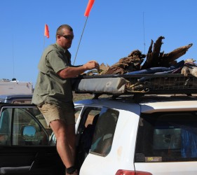 Mark tying down firewood