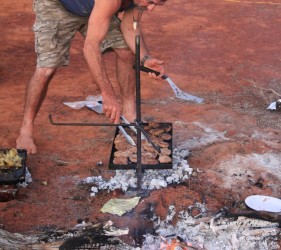 Whippet making breakfast