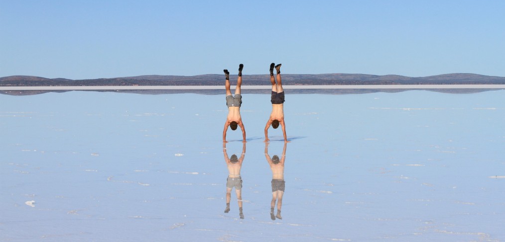 Angus & Jack on Lake Gairdner, South Australia