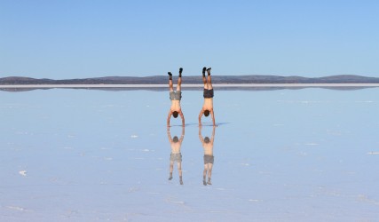 Angus & Jack on Lake Gairdner, South Australia