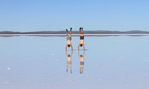 Angus & Jack on Lake Gairdner, South Australia