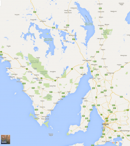 Map showing trip area